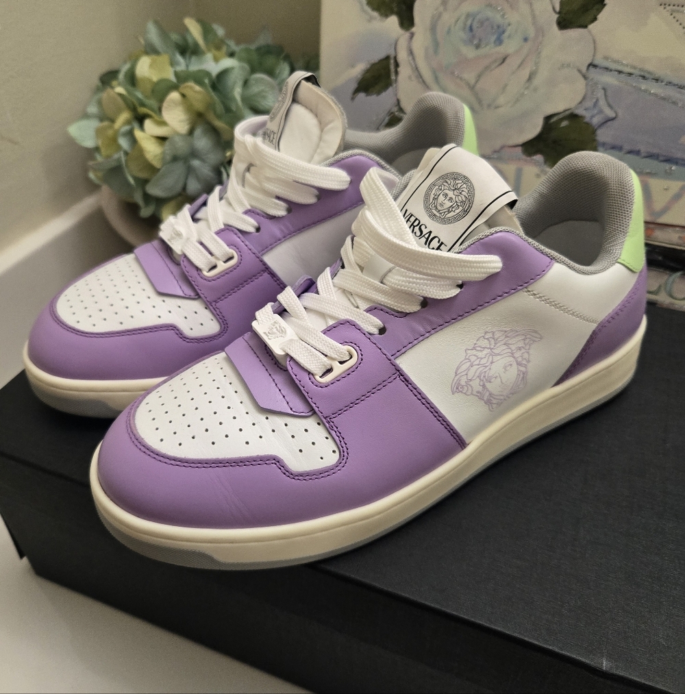 Versace Medusa Insignia Leather Sneakers W Box Women Size 9.5 Men 8 - Picture 1 of 15